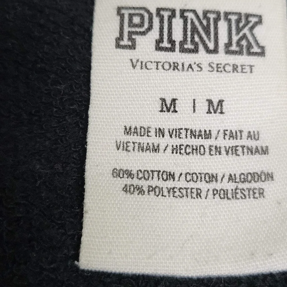 Victoria's Secret PINK Women‎ Sweatshirt M Black Colorblock Logo